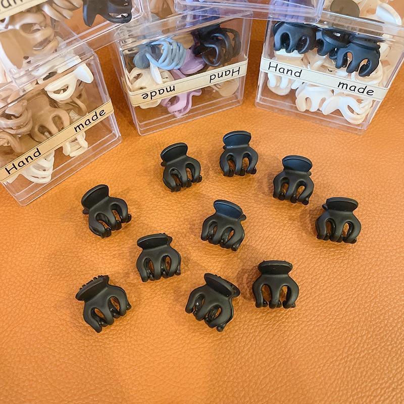 

матовые пластиковые мини-заколки для волос с когтями для маленьких девочек, милые маленькие заколки для волос, заколки, головные уборы, модные аксессуары black 10pcs/Box