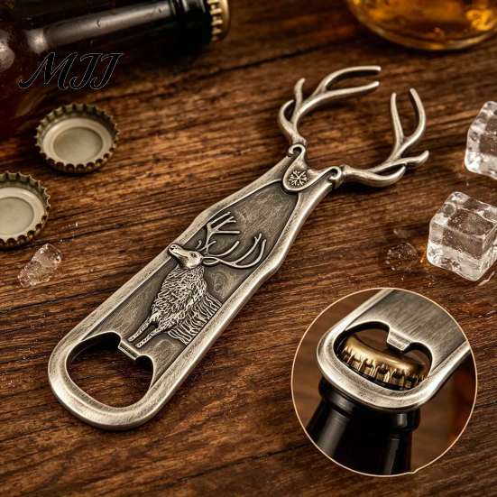 Ergonomic Labor Saving Opener Elk Antler Bottle Opener, Heavy Duty Metal Retro Beer Cap Remover for Home Bar, Artistic Kitchen Gadgets Sturdy Handheld