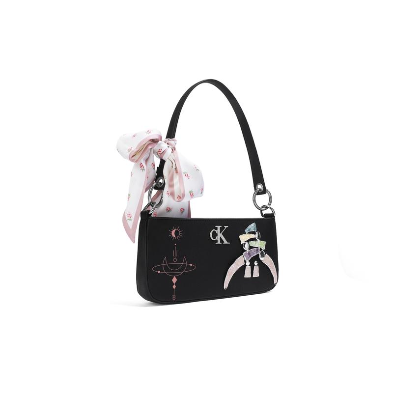 Calvin Klein Shoulder Bag [Customized Bag] Dead Wood Flowers Iduo Woven Flower Decoration Commuting Simple Fashion Versatile Pinkberry Universe