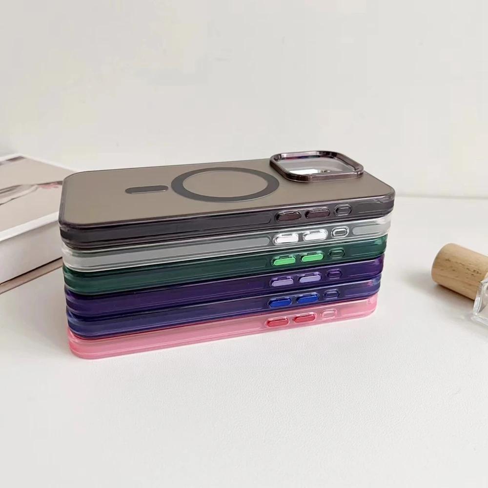 HOCE Luxury Aurora Magnetic Phone Cases For iPhone 15 14 Plus 13 12 Mini 11 Pro Max MagSafe Case Plating IMD Soft Matte Cover