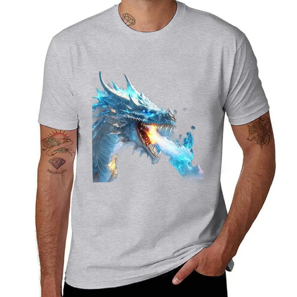 Ice dragon. T-Shirt customs design your own cotton graphic tees cute clothes customizeds tee shirts for men