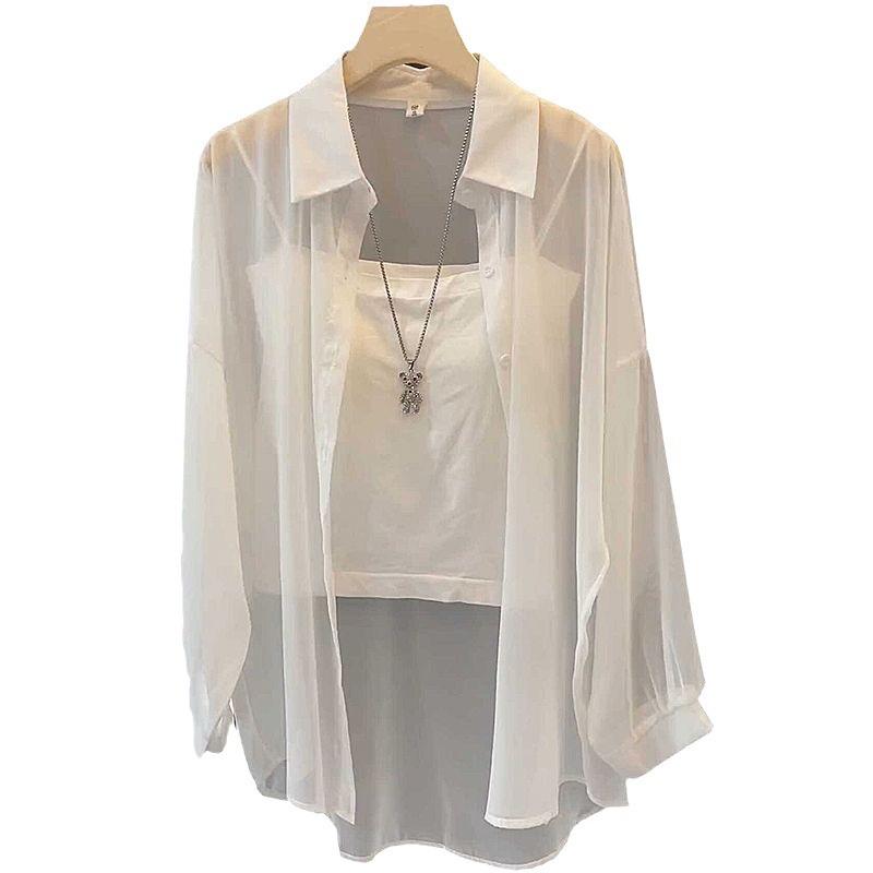 2024 Letní Móda Perlová Příze Středně Dlouhá Průsvitná Košile - Lehká, Všestranná Ochrana před Sluncem