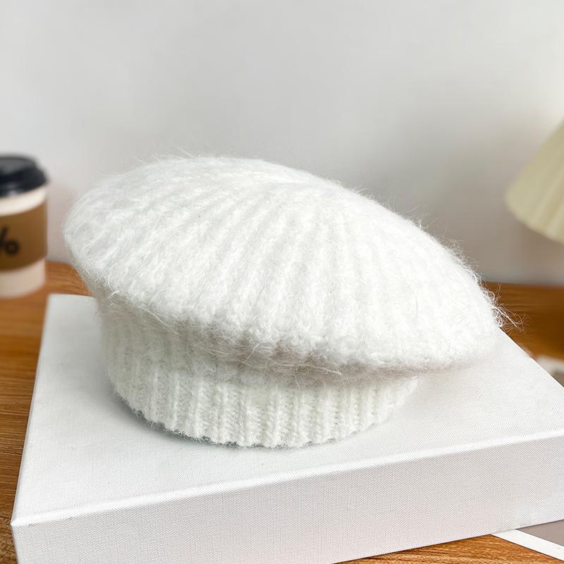 Mohair Big Head Hat Autumn and Winter Women's Warm and Fashionable Versatile Wool Beret Korean Style Face Showing Little Painter Hat