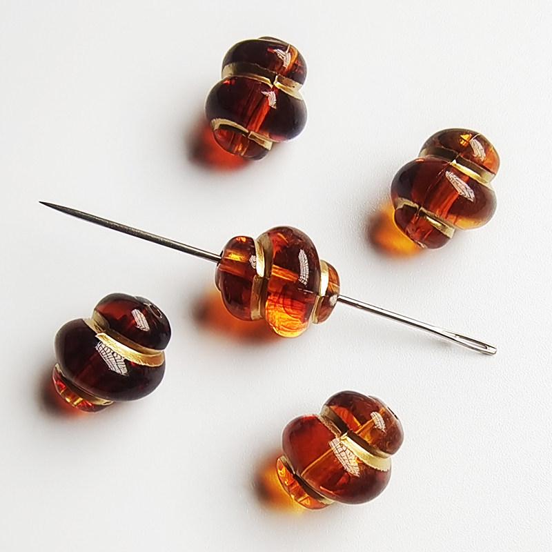 Retro Amber Gold-Inlaid Rose Mirror Heart Beading Supplies