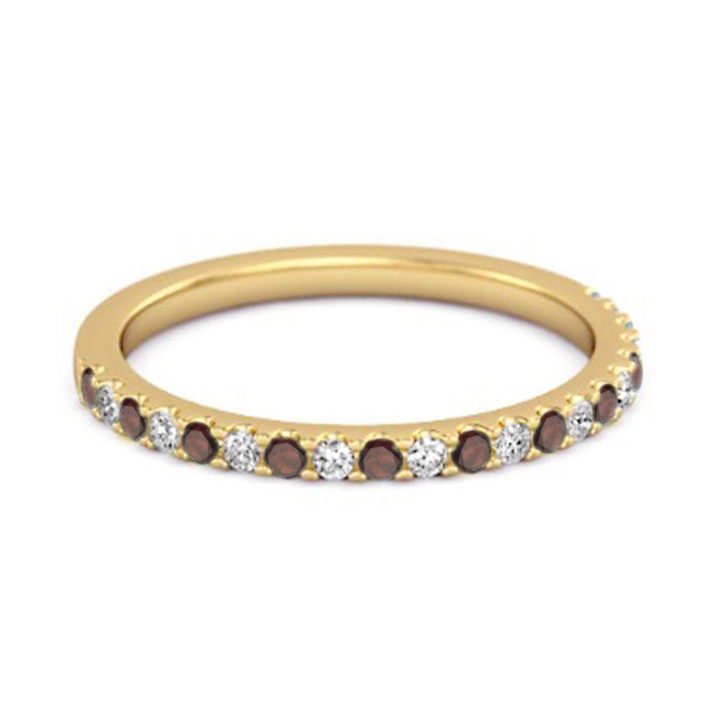 Garnet Eternity Band Ring - 925 Sterling Silver Gold Vermeil