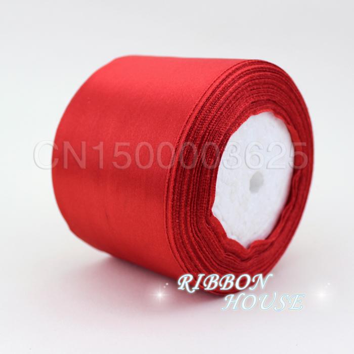 (25 Yards/Rolle) 3" (75 mm) Rotes Dekorationsband Einzelgesicht Satinband Geschenk Weihnachtsband Gurtband
