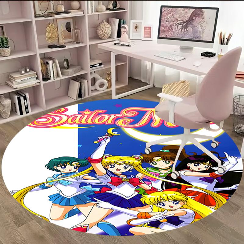 1pc Sailor Moon Carpet, Round Rug, Comfortable, Suitable for Entryways, Living Rooms, Office, And Bedrooms, Christmas Decoration