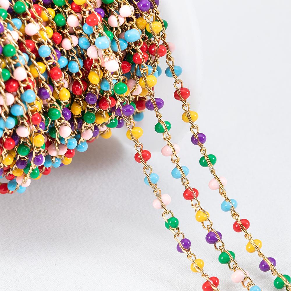 1meter Gold Plated Stainless Steel Enamel Chains For Jewelry Makings DIY Cable Chains For Jewelry Necklace Bracelets Accessories