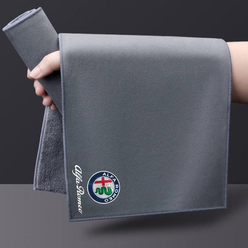 Car Towel Double-sided Coral Fleece Auto Cleaning Cloth For Alfa Romeo STELVIO Giulia 159 Giulietta 147 Mito 156 MTO Accessories