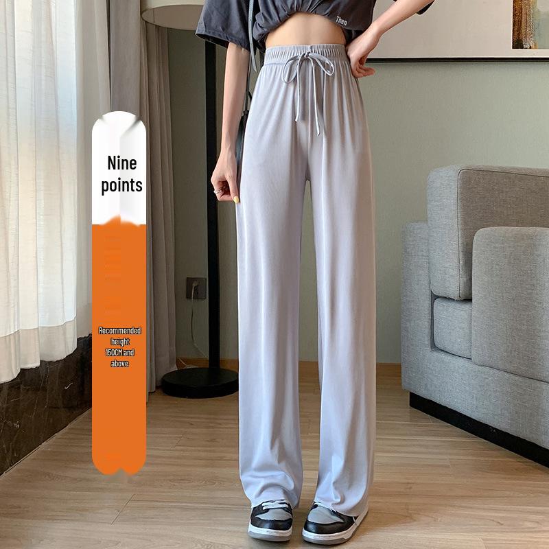 

Women s Summer Ice Silk High-Waisted Wide-Leg Pants - Loose, Straight, Plus Size, Petite, 2026 Style L [100-115 lbs]