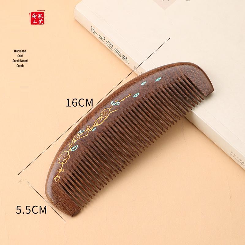 

Гребень из голубого лотоса и черного золотого сандала - Средние зубья Гладкий гребень для волос в подарочной коробке - Идеальный подарок ко Дню матери для мамы.