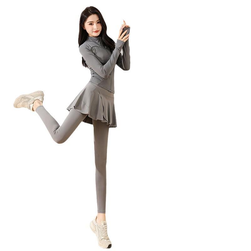 Damen 2024 High-End Lauf- & Yoga-Outfit: Modisches Rock- und Hosen-Set für Outdoor-Fitness