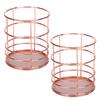 2 Stück Stifthalter Rund Roségold Schreibtisch Aufbewahrungskorb Metallgitter Make-up Organizer Box