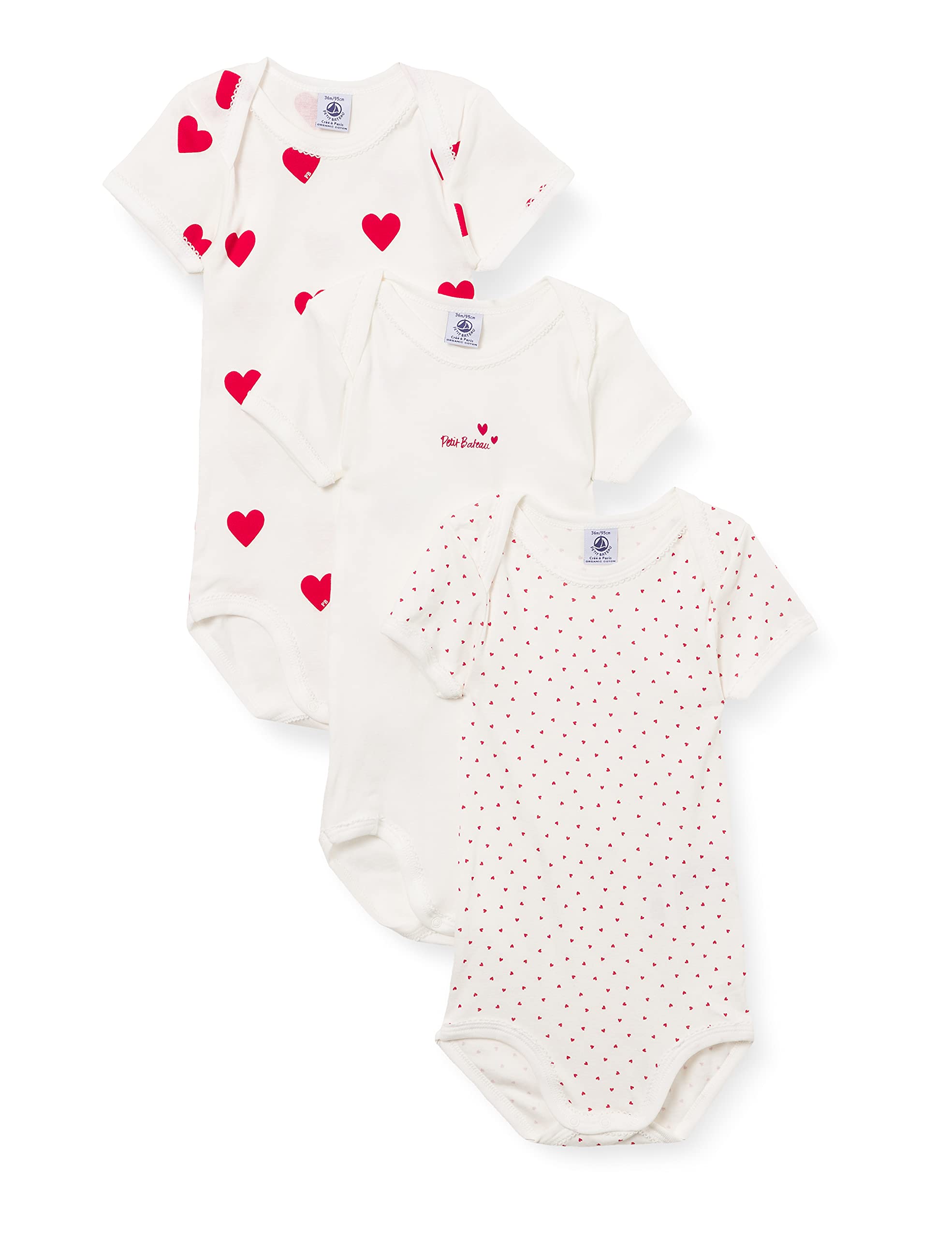 

Inner Shirt Heart Print Short Sleeve Body Set of 3 Baby Girls A00BB00 18MONTH Others PB20 PB200 [Petit Bateau]