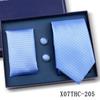Men's Black Striped 3-Piece Gift Set: Hand-Tied 8cm Tie with Pocket Square & Cufflinks