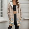 Women's Gradient Print Fashionable Loose Zipper Fleece Hoodie Jacket