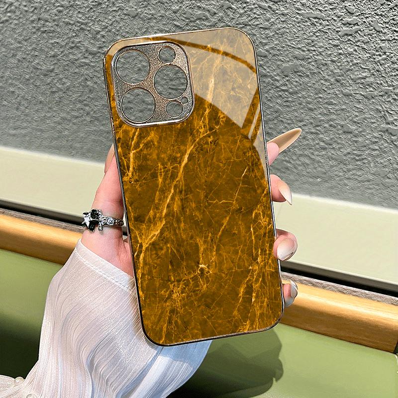 Simplicity Golden texture Luxurious High-end Phone Case Electroplated Glass PhoneCase for iPhone 17161514131211pm Pro Plus