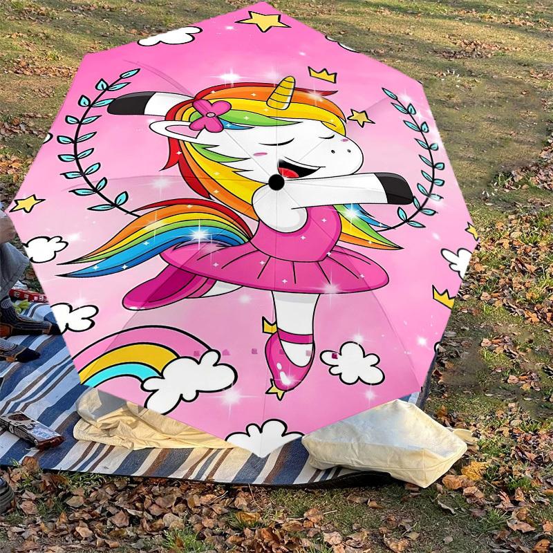 1PC Unicorn Ballet Umbrella-8-Rib Reinforced Portable Folding Travel Suitable for All Seasons Outdoor Daily Use-G363