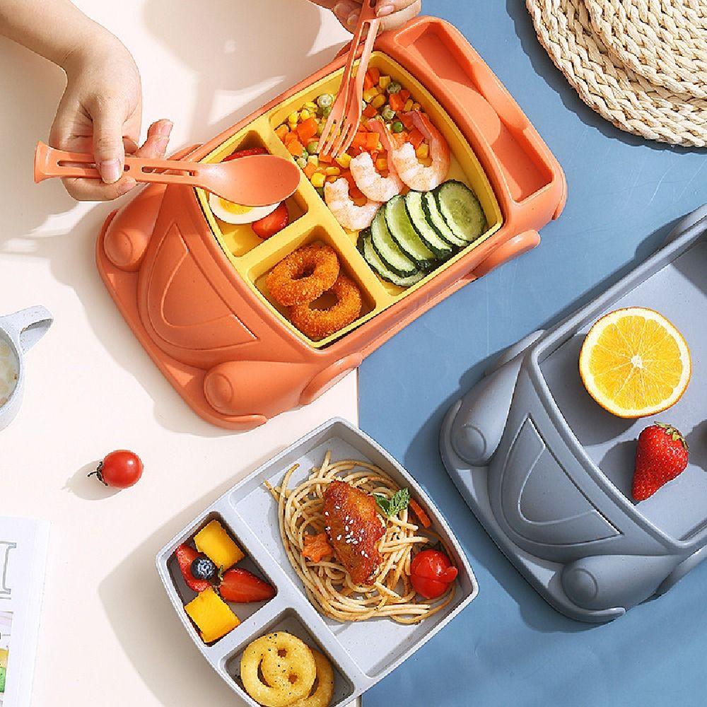 Detachable Car Shaped Dinner Plate Cartoon Feeding Food Tray Kid's Lunch Plate  Household