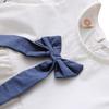 Summer Casual Fashion Baby Dress White Blue Short Sleeve Bow-knot Princess Sweet Dress Baby Party Kids' Clothing