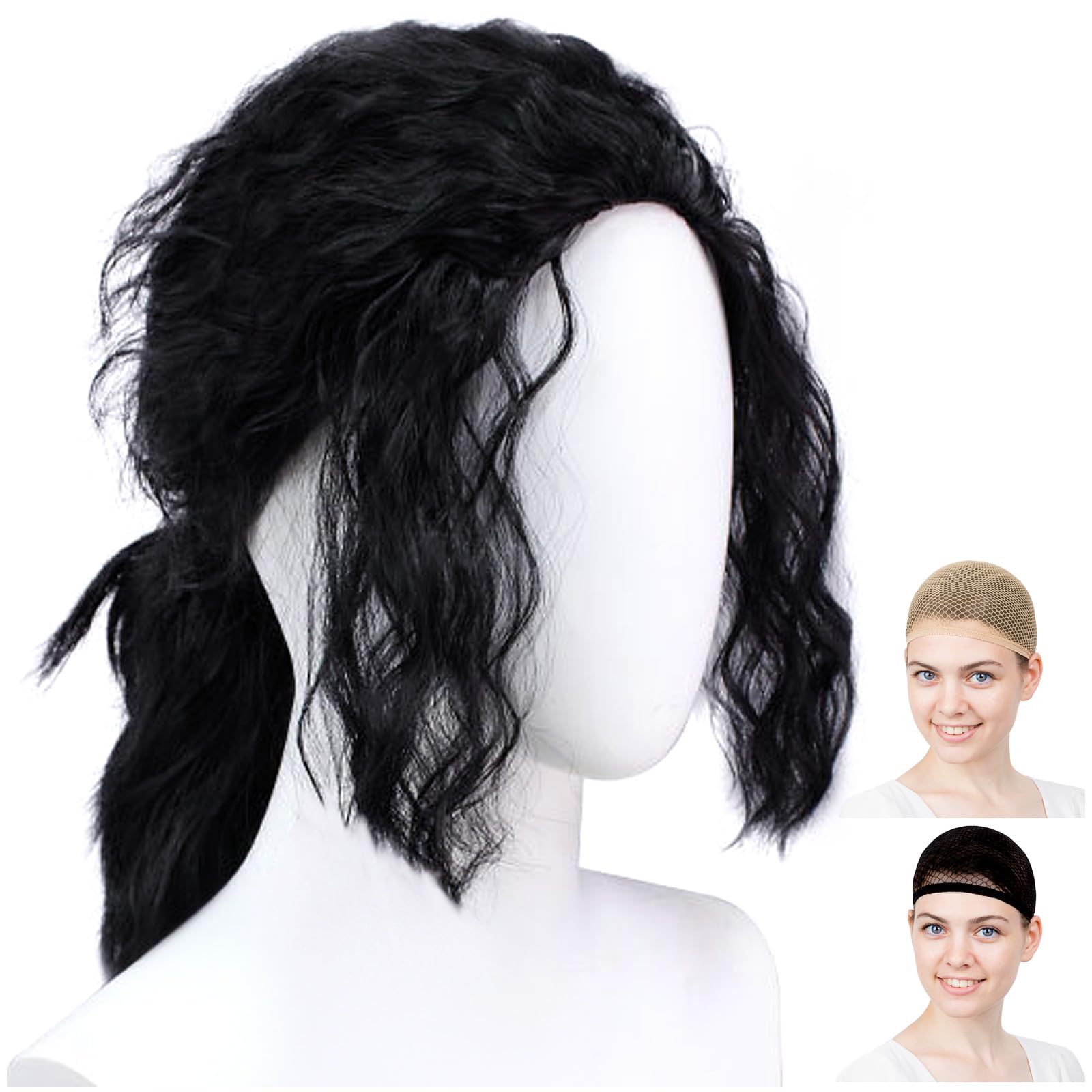 

CaseEden Michael Jackson Cosplay Wig, MJ Spiral Hair with Spiral Perm, Black, WIG6176