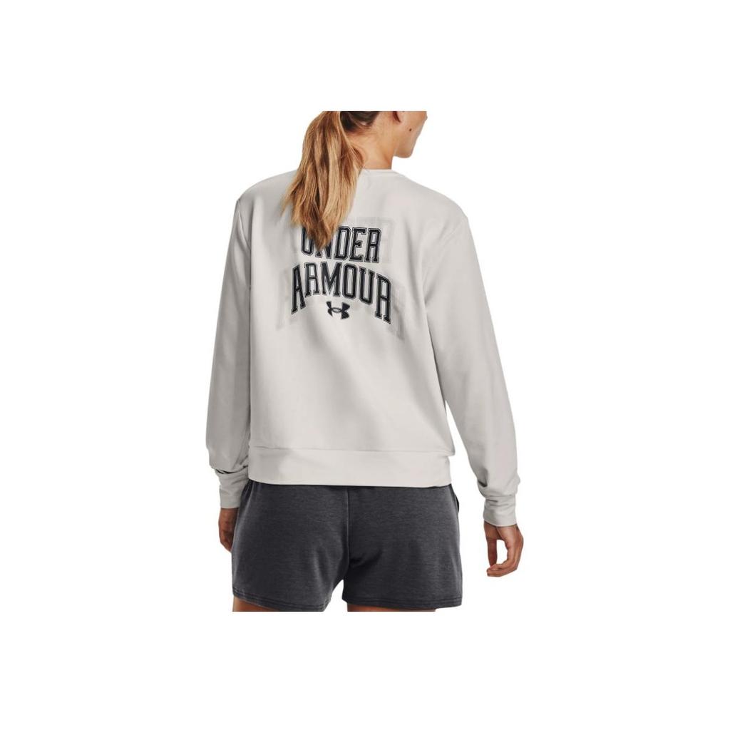 Under Armour Letter Print Crew Neck Pullover Sweatshirt Women sweatshirt Gray 1379477-114