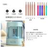 DELI Electric Pencil 3 Sharpening 5000 Long AA Large Clear Kids Gift 3 Sharpening Sharpener, Settings, Cuts, Life, Battery/USB Powered, Box, (Blue,