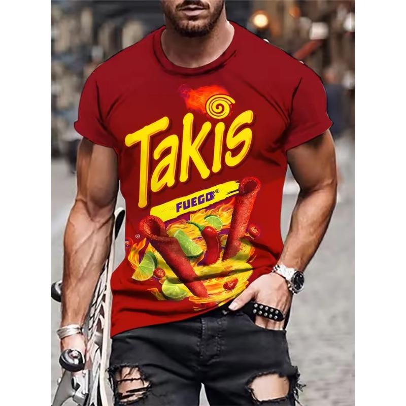 Fashion Men s 3D Print T-Shirt Casual Short Sleeve Crew Round-Neck Tee Men s Clothing Outdoor T-Shirts Tops Summer XS