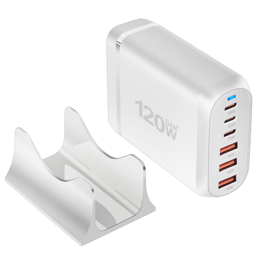 GaN USB-C Charging Station 6-Port Type-C Power Adapter Fast Charger IPad Laptop Car Charger 5V/3A