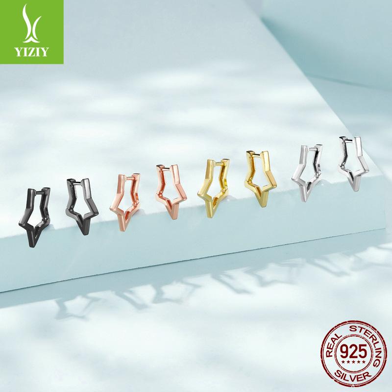 Star Ear Buckle S925 Silver, Personality Charm Fashionable Star Earrings Sce1136