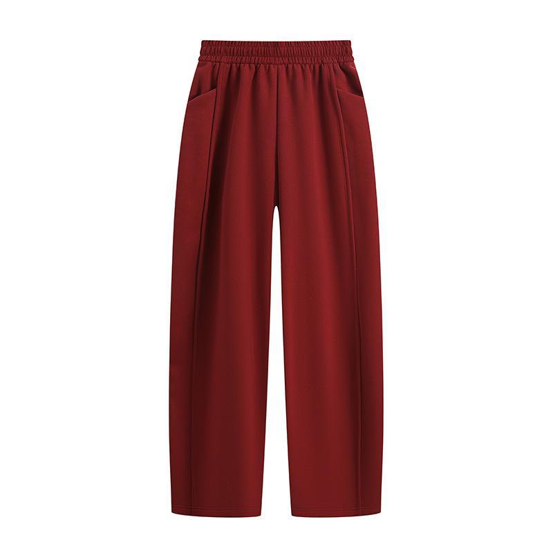Women's Plus Velvet Thickened Windproof Straight Leg Sweatpants for Autumn and Winter