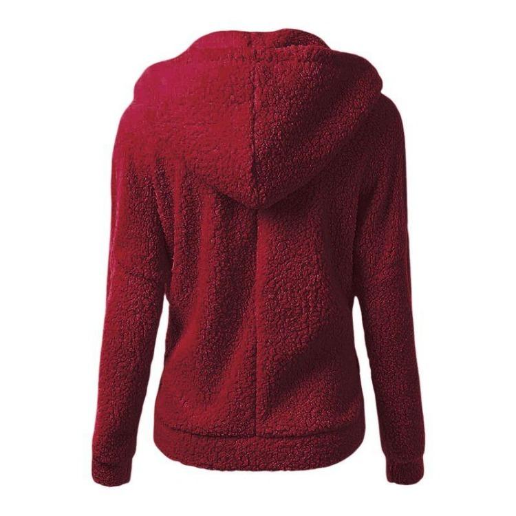 Womens Fleece Lined Hoodie Warm Pullover Solid Color Long Sleeve Hooded