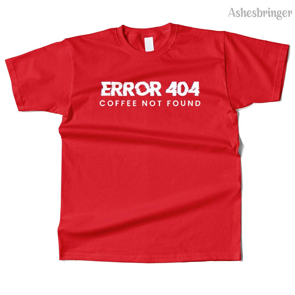 Mens Cotton Error 404 Coffee Not Found Graphic Funny T Shirt Street Casual Style Tee for Men and Women