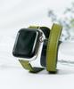 Adeo Apple Watch Cinturino Doppio Sottile Doppio Giro in Ecopelle Cinturino per Orologio Verde Oliva (Digitare A)