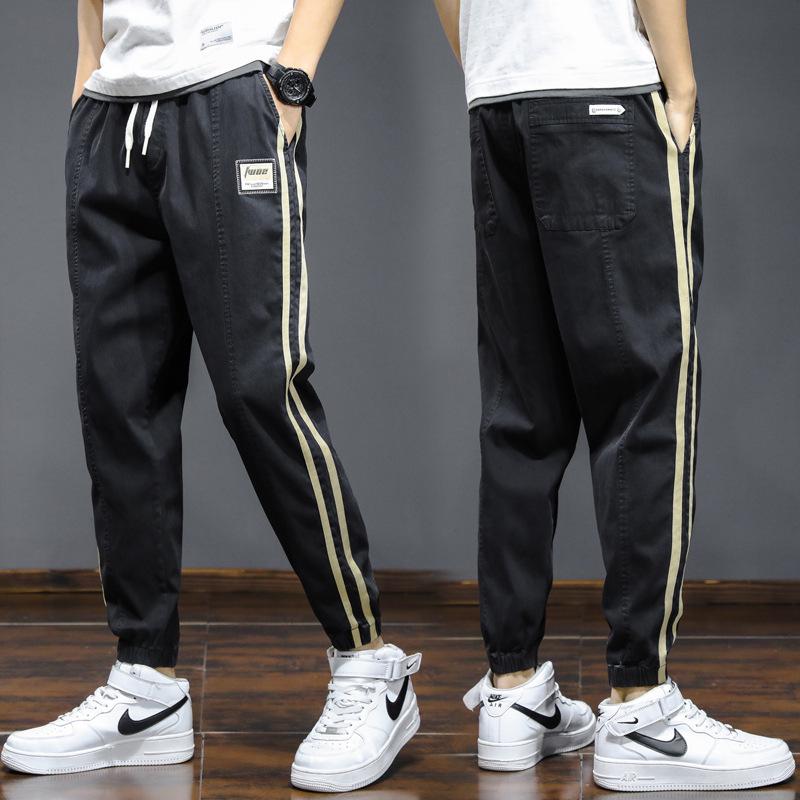 

Men s Trendy Elastic Cuff Pants - Casual, Loose-Fit, Versatile for Spring & Summer. L (29-30)