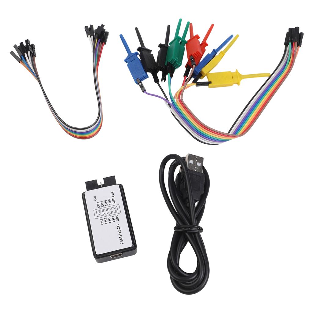 1Pc USB Logic Analyzer ABS 120*50*10 Mm W/colored Wires 0-5V For ARM FPGA Debug Tool 24M Samples 8 Channels Electric Accessories