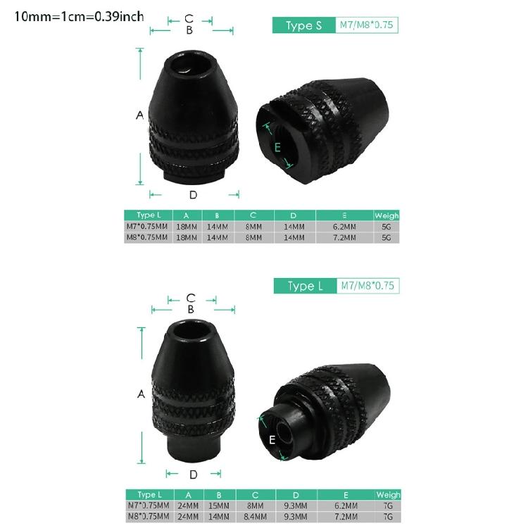 Multifunctional M7/M8 Keyless Drill Chuck Rotary Tool 4-Types Optional Chucks