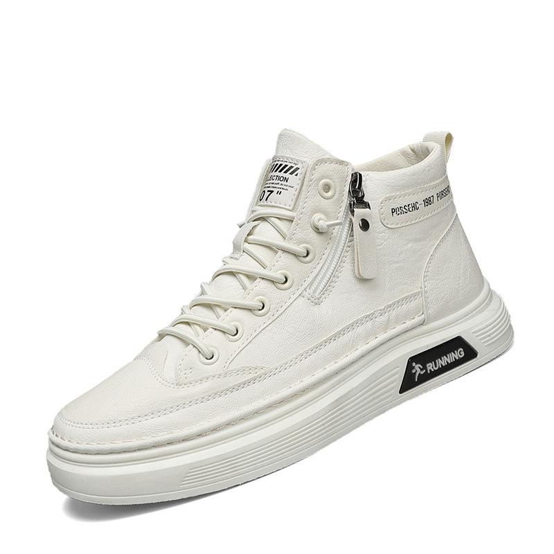 High board men's shoes spring British style casual leather shoes men's solid color business casual new elastic band versatile board shoes