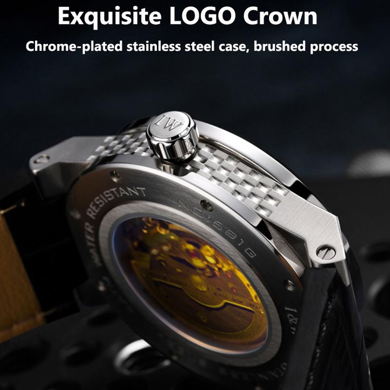 IW High Quality Watch Men Automatic Mechanical Watches MIYOTA Movement Waterproof Wristwatch Sapphire Glass Leather Strap Reloj