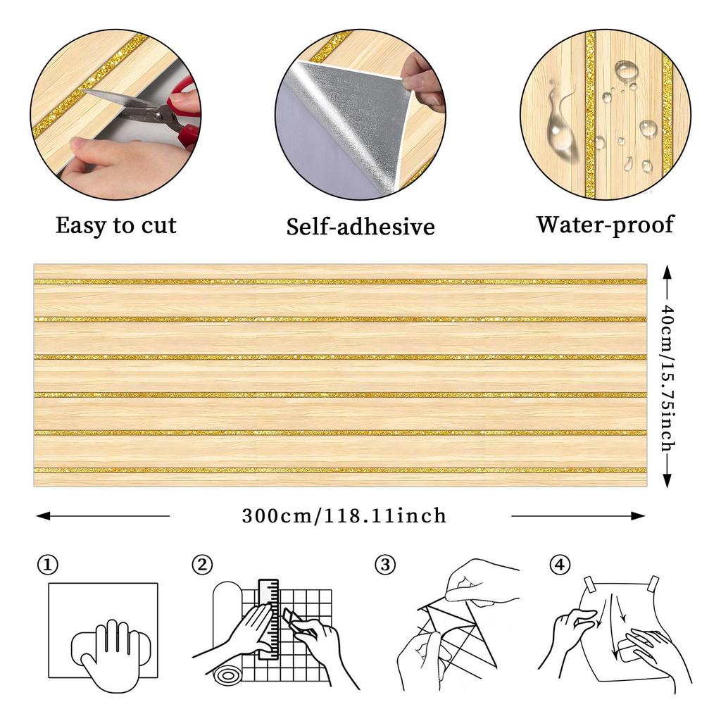 3D Selbstklebender Holzmaserung Wandaufkleber - Wasserdichte & Feuchtigkeitsbeständige Dekorationsplatte für Wohnzimmer TV-Hintergrund