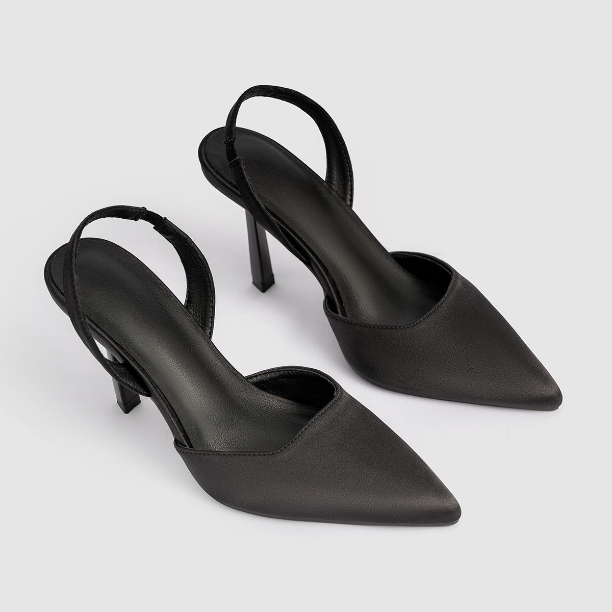 Spring & Autumn Women s Pointed Toe Backless High Heels - Fashionable, Sexy, Low-Cut Thin Heel Flats US6