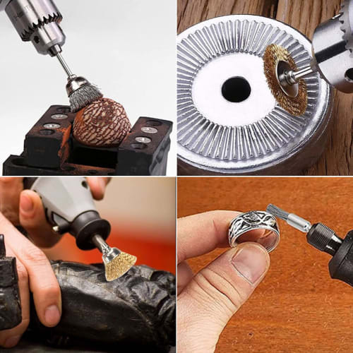 24-Piece Wire Brush Set with 3mm Shanks, Including T-Shaped, Bowl-Shaped, Pen-Shaped, Steel-Shaped, and Brass-Shaped Brushes for Drills, Routers, and