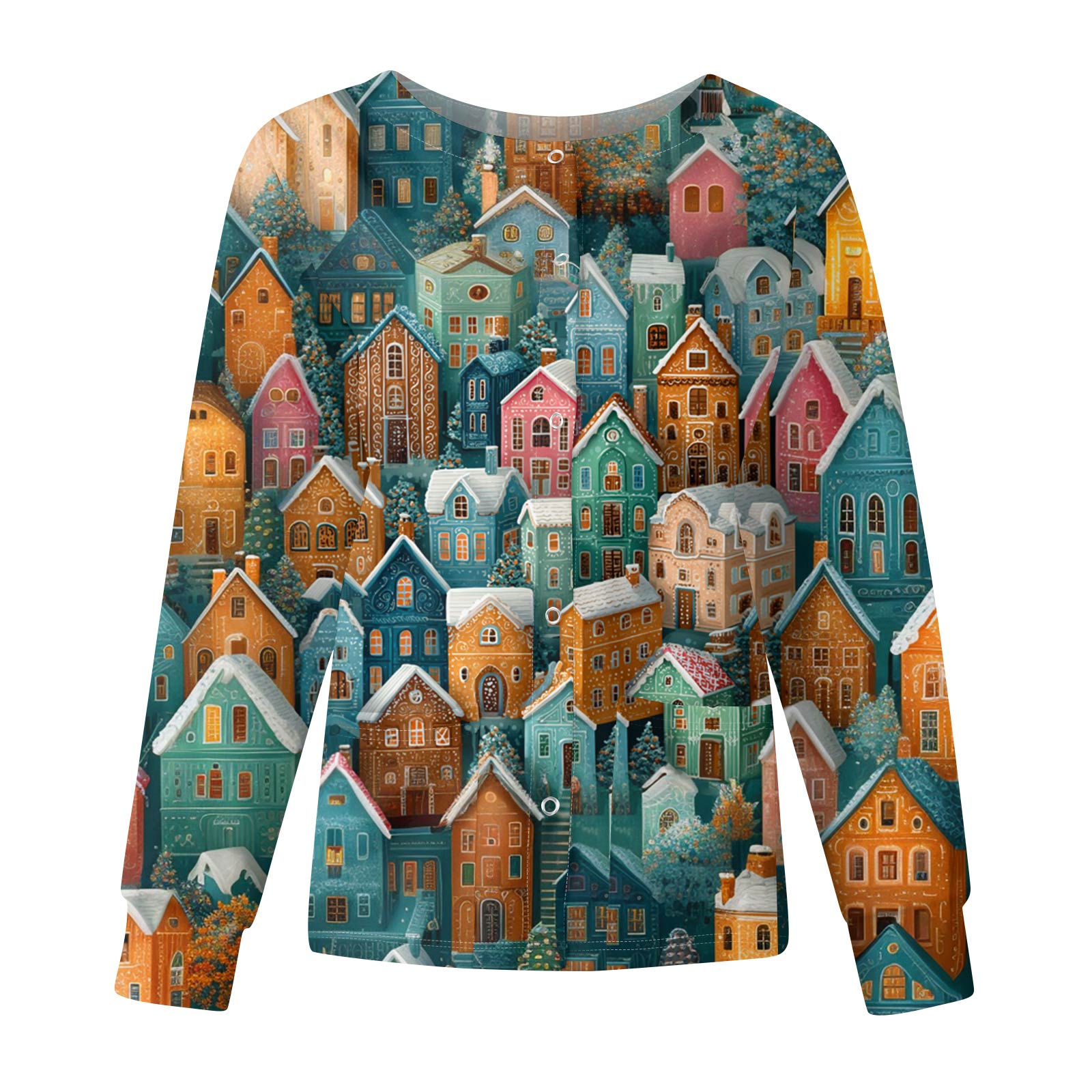 

Женская повседневная модная куртка с длинными рукавами и на одной пуговице с рождественским принтом S синий