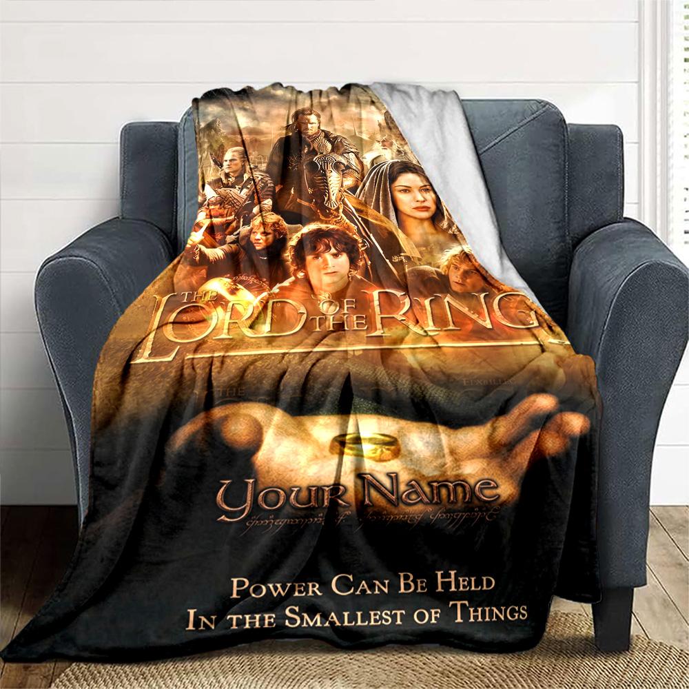 Lord Rings Customize Your Name Blanket Cozy Personalized Blanket Ultra-Soft Versatile for Office Sofa Bed Livingroom Four Seasons Multipurpose