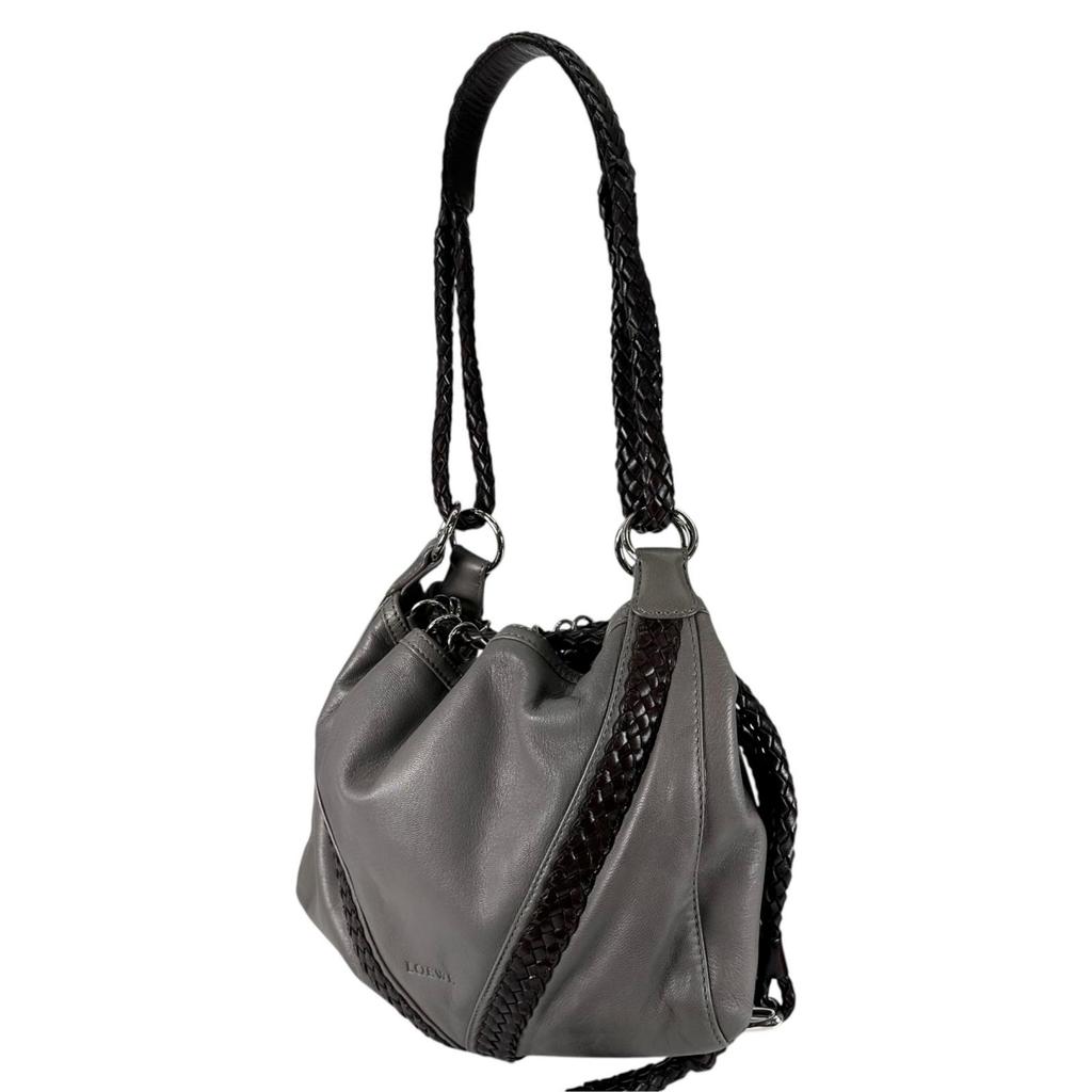 Loewe Shoulder Bag Gray Women Braid Used