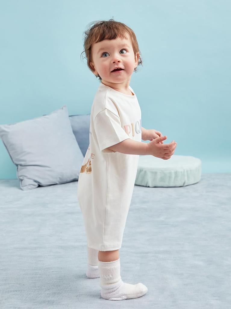 BABY Donut Bear Print Romper PBCO252495 CRM 70 [Gelato Pique]