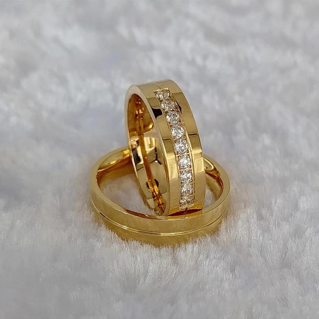 Couple Wedding Rings For Men Lover's Alliance Male Female Ringe Anniversary Stainless Steel Jewelry Ring Woman Gold Color