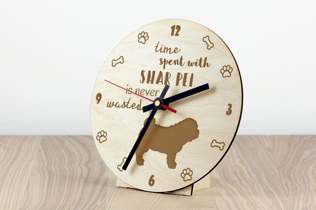 Shar Pei - clock with dog, wooden clock with engraving, personalised clock by Art-Dog