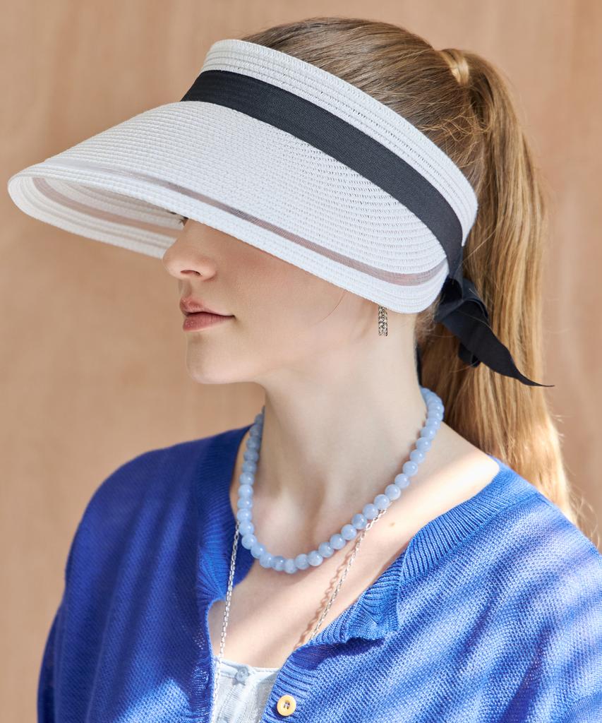 MAXZA Contrast Ribbon Strap Wide Sun Cap