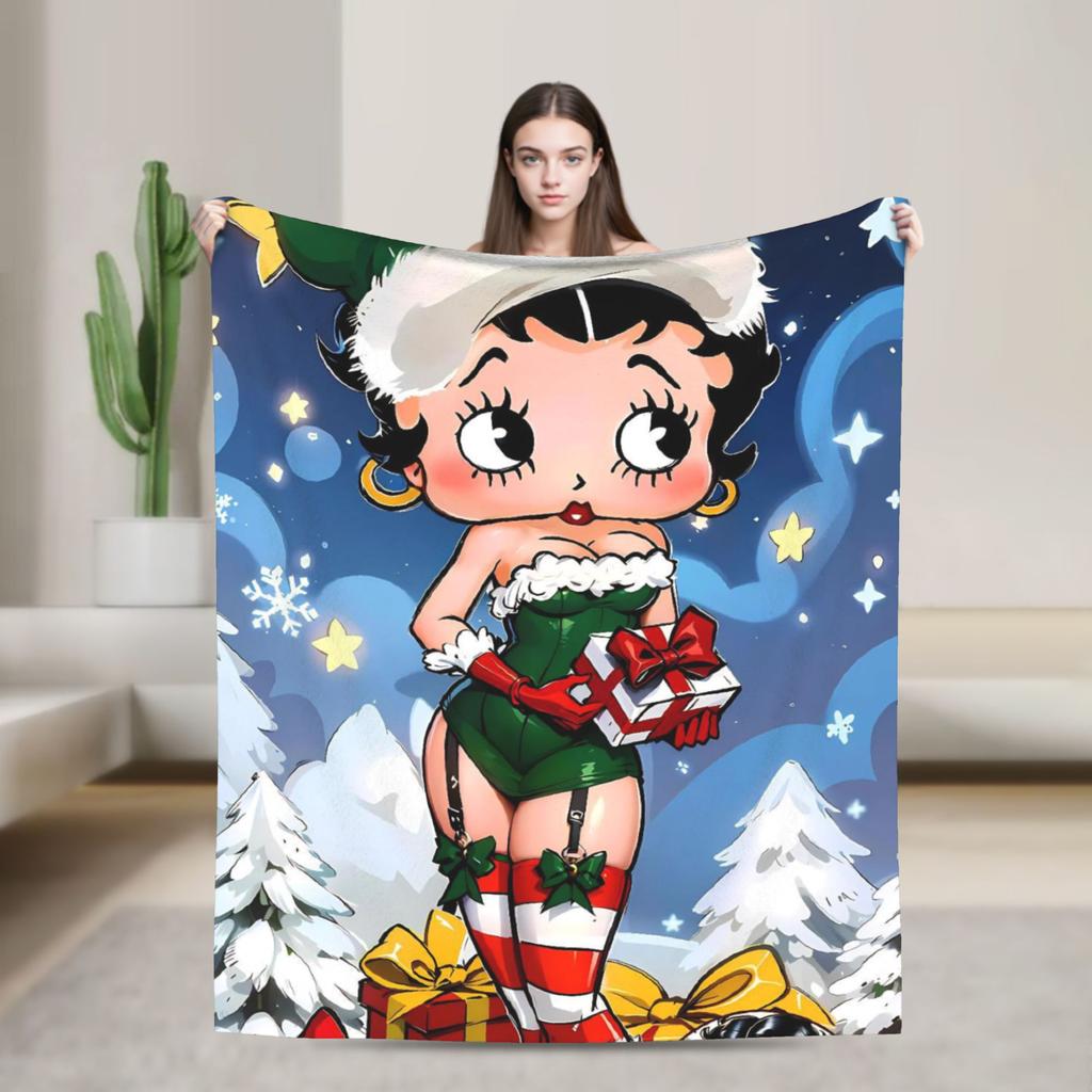 B-Bettys Boops Blanket Quality Super Soft  Throw Blanket Winter Children Home Decor Fluffy Bedspread